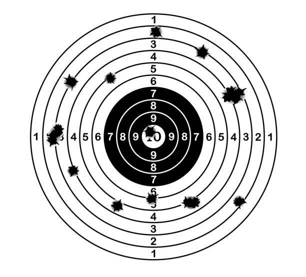 Shooting range target shot of bullet holes. vector illustration rifle accuracy tips